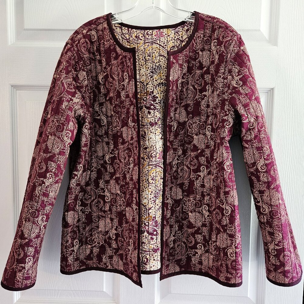 Pure Jill J Jill Jacket Women PL Paisley Reversible Quilted Almond Folklore Boho